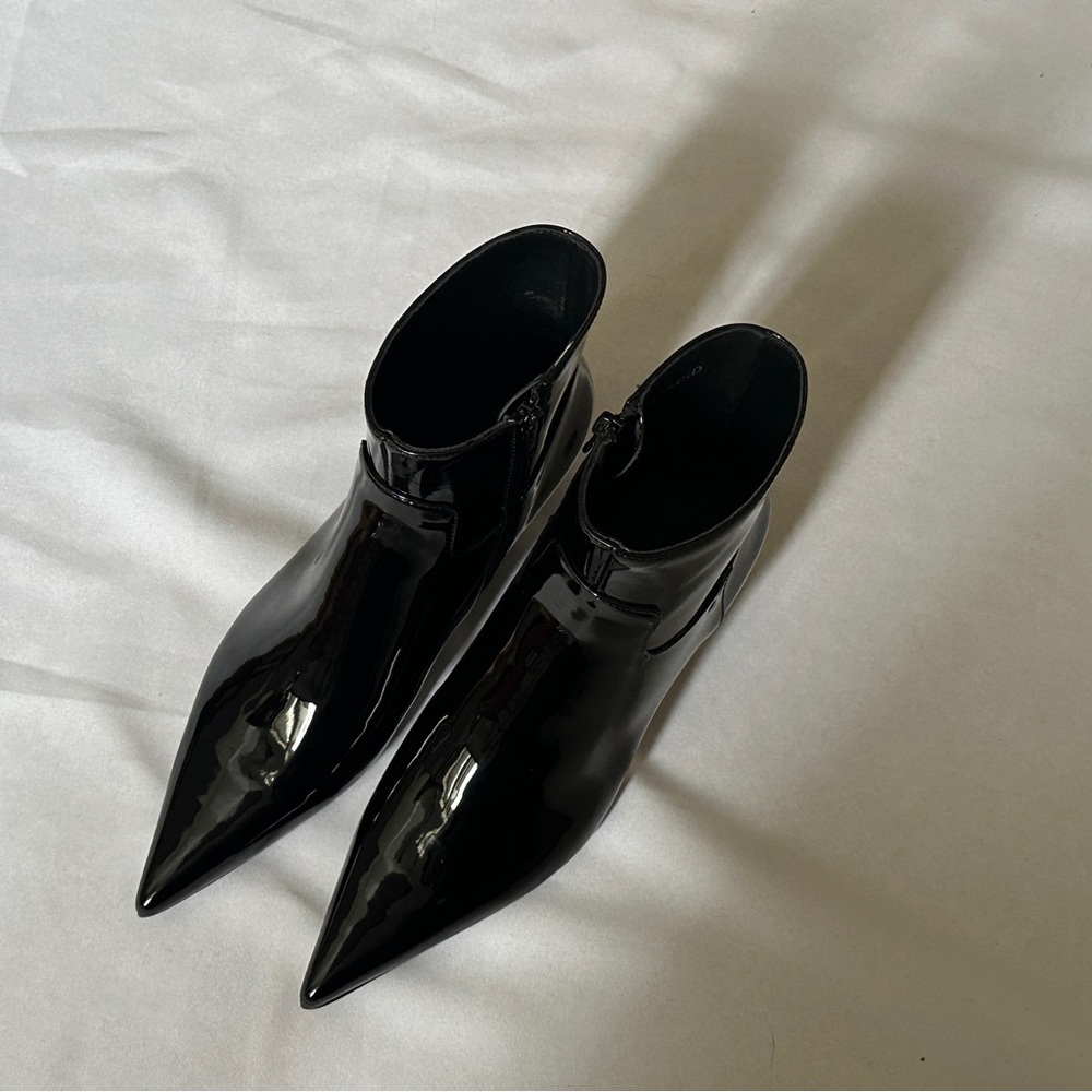 J.ING Limited Black Vinyl Ankle Boots - Size 36